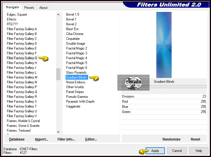 Effecten - Insteekfilters - <I.C.NET Software> - Filters Unlimited 2.0 - Filter Factory Gallery G - Gradient Blinds