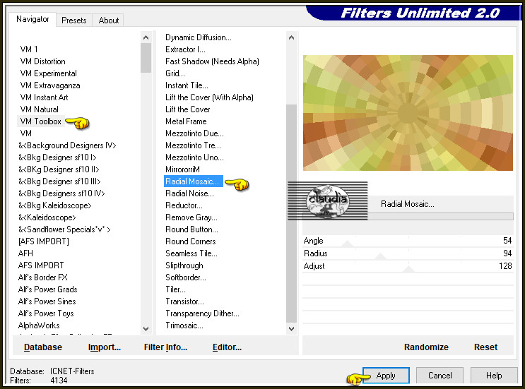 Effecten - Insteekfilters - <I.C.NET Software> - Filters Unlimited 2.0 - VM Toolbox - Radial Mosaic