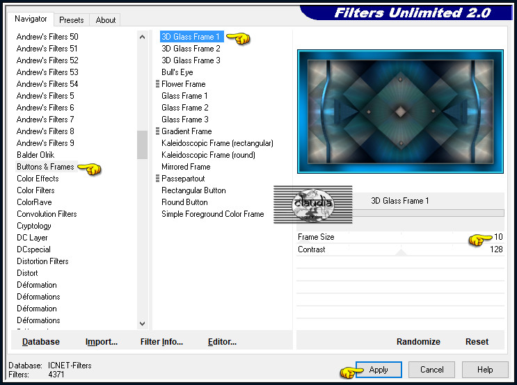Effecten - Insteekfilters - <I.C.NET Software> - Filters Unlimited 2.0 - Buttons & Frames - 3D Glass Frame 1
