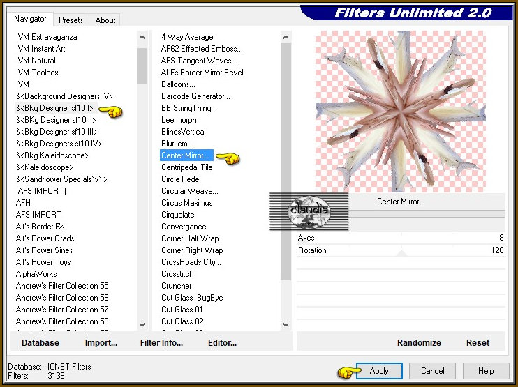Effecten - Insteekfilters - <I.C.NET Software> - Filters Unlimited 2.0 - &<Bkg Designer sf10 I> - Center Mirror 
