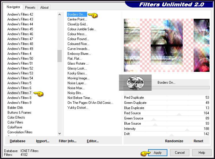 Effecten - Insteekfilters - <I.C.NET Software> - Filters Unlimited 2.0 - Andrew's Filters 7 - Borders On