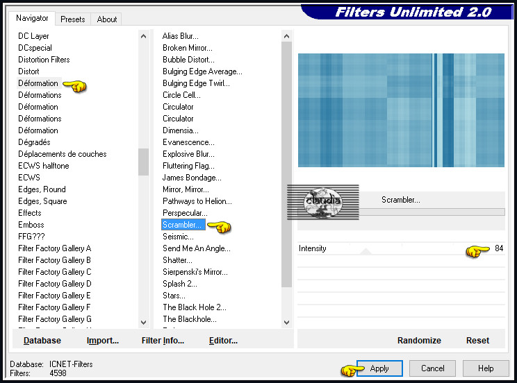 Effecten - Insteekfilters - <I.C.NET Software> - Filters Unlimited 2.0 - Déformation - Scrambler...