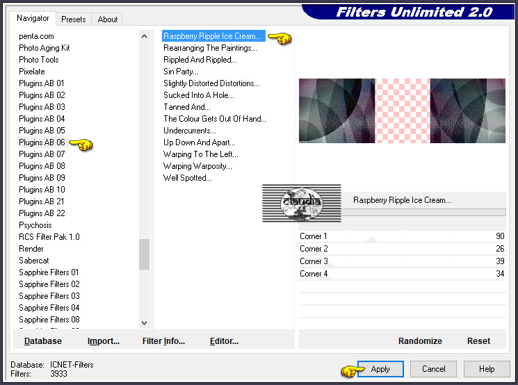 Effecten - Insteekfilters - <I.C.NET Software> - Filters Unlimited 2.0 - Plugin AB 06 - Raspberry Ripple Ice Cream