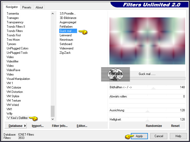 Effecten - Insteekfilters - <I.C.NET Software> - Filters Unlimited 2.0 - °v° Kiwi's Oelfilter - Guck mal