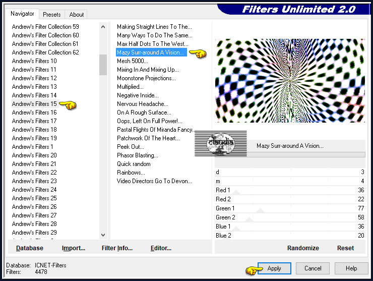 Effecten - Insteekfilters - <I.C.NET Software> - Filters Unlimited 2.0 - Andrew's Filters 15 - Mazy Surr-around A Vision