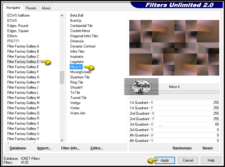 Effecten - Insteekfilters - <I.C.NET Software> - Filters Unlimited 2.0 - Filter Factory Gallery D - Mirror It