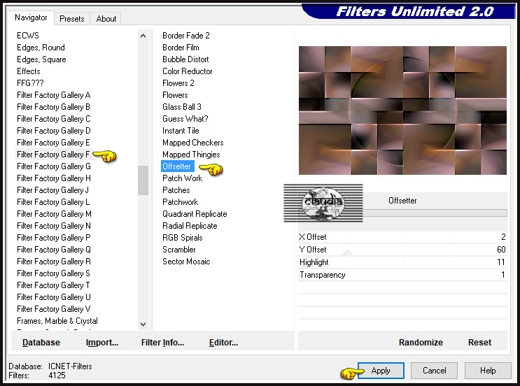 Effecten - Insteekfilters - <I.C.NET Software> - Filters Unlimited 2.0 - Filter Factory Gallery F - Offsetter