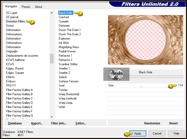 Effecten - Insteekfilters - <I.C.NET Software> - Filters Unlimited 2.0 - Distortion Filters - Black Hole
