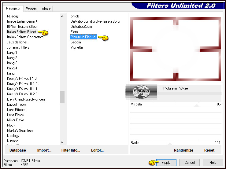 Effecten - Insteekfilters - <I.C.NET Software> - Filters Unlimited 2.0 - Italian Editors Effect - Picture in Picture