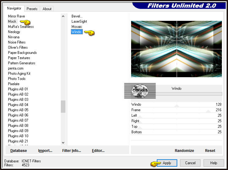 Effecten - Insteekfilters - <I.C.NET Software> - Filters Unlimited 2.0 - Mock - Windo