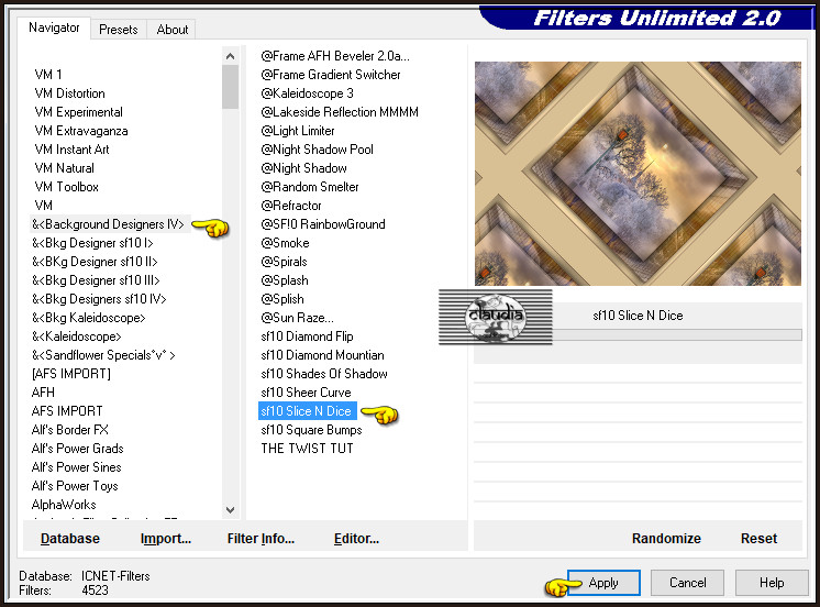 Effecten - Insteekfilters - <I.C.NET Software> - Filters Unlimited 2.0 -&<Background Designers IV> - sf10 Slice N Dice