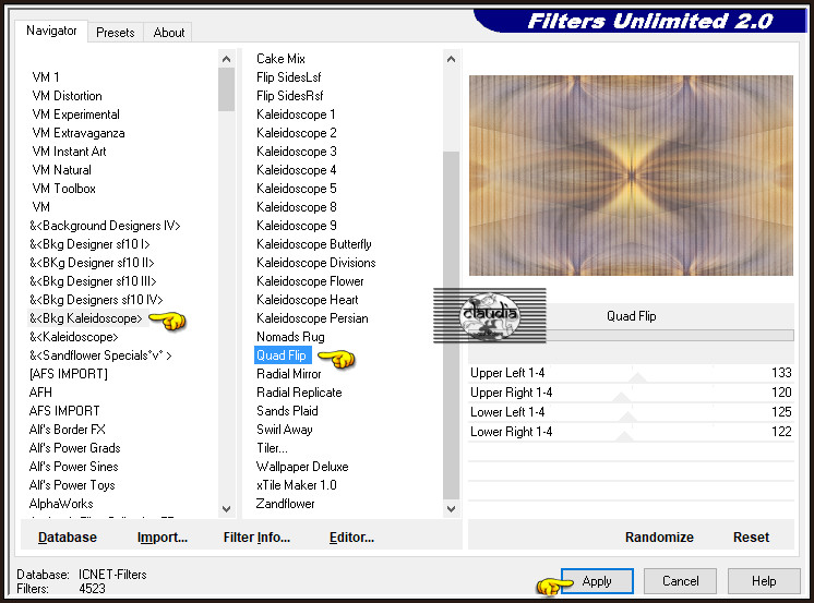 Effecten - Insteekfilters - <I.C.NET Software> - Filters Unlimited 2.0 - &<BKg Kaleidoscope> - Quad Flip