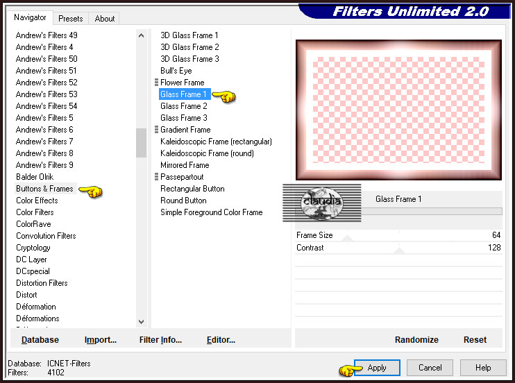 Effecten - Insteekfilters - <I.C.NET Software> - Filters Unlimited 2.0 - Buttons & Frames - Glass Frame 1