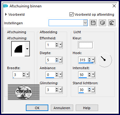 Effecten - 3D-Effecten - Afschuining binnen