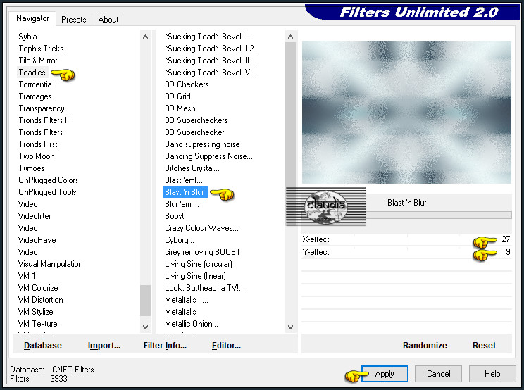 Effecten - Insteekfilters - <I.C.NET Software> - Filters Unlimited 2.0 - Toadies - Blast 'n Blur 