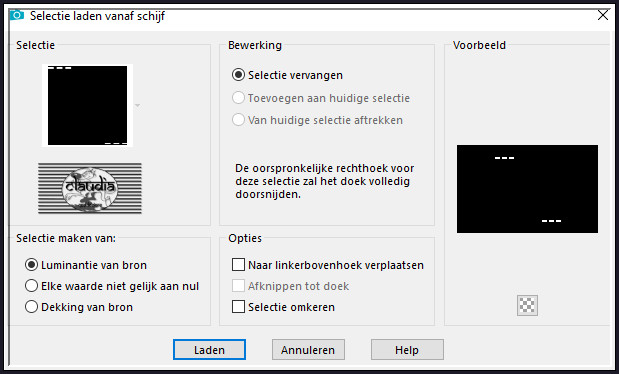 Selecties - Selectie laden/opslaan - Selectie laden vanaf schijf : Sel2_Coccinelle_Animabelle