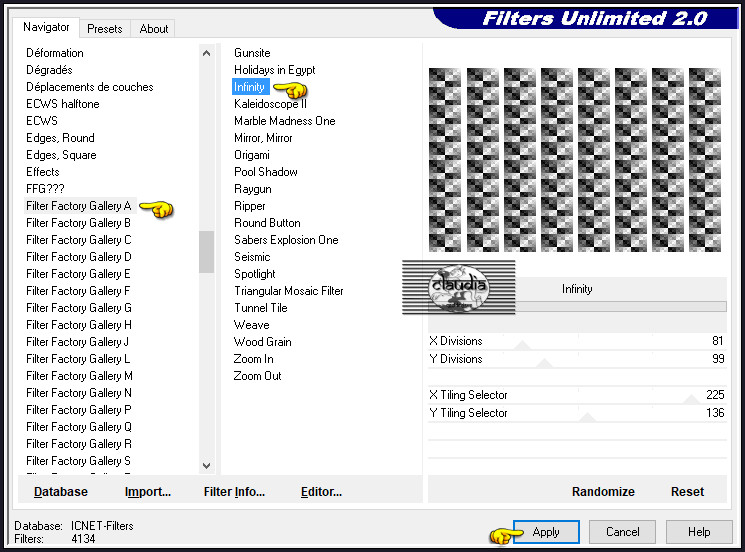 Effecten - Insteekfilters - <I.C.NET Software> - Filters Unlimited 2.0 - Filter Factory Gallery A - Infinity