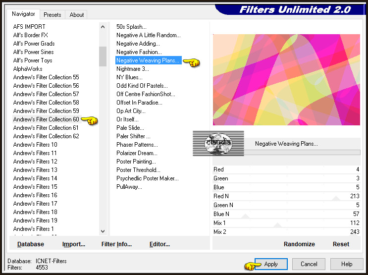 Effecten - Insteekfilters - <I.C.NET Software> - Filters Unlimited 2.0 - Andrew's Filter Collection 60 - Negative Weaving Plans