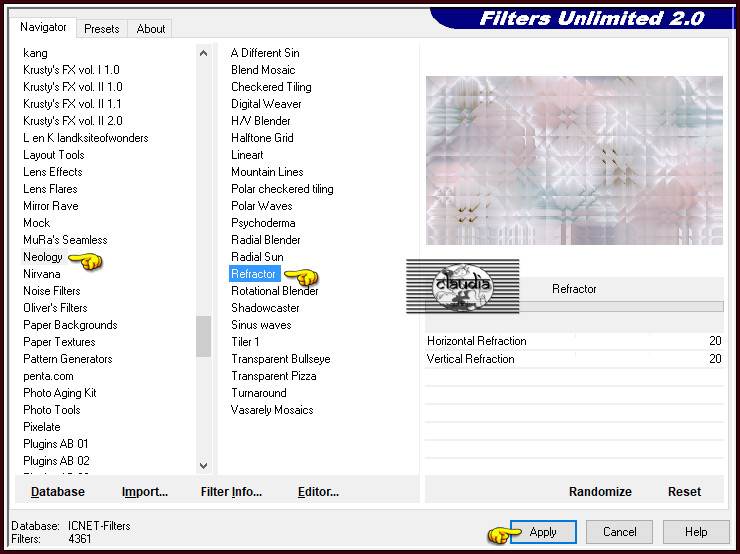 Effecten - Insteekfilters - <I.C.NET Software> - Filters Unlimited 2.0 - Neology - Refractor