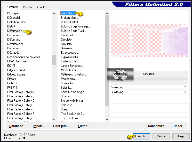 Effecten - Insteekfilters - <I.C.NET Software> - Filters Unlimited 2.0 - Déformation - Alias Blur