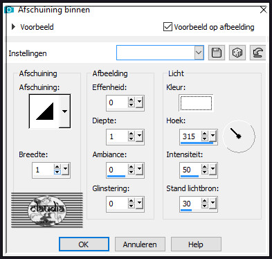 Effecten - 3D-Effecten - Afschuining binnen