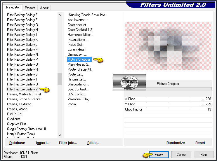 Effecten - Insteekfilters - <I.C.NET Software> - Filters Unlimited 2.0 - Filter Factory Gallery V - Picturte Chopper