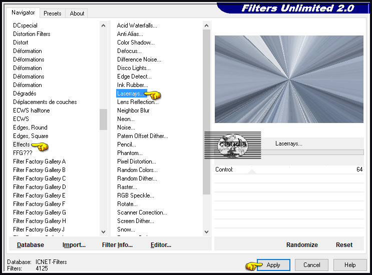 Effecten - Insteekfilters - <I.C.NET Software> - Filters Unlimited 2.0 - Effects - Laserrays
