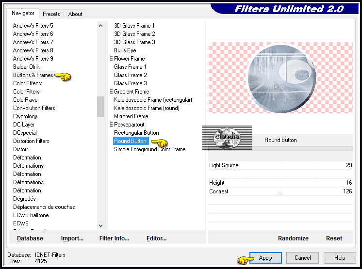 Effecten - Insteekfilters - <I.C.NET Software> - Filters Unlimited 2.0 - Buttons & Frames - Round Button