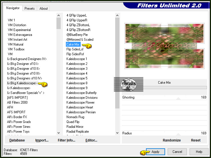 Effecten - Insteekfilters - <I.C.NET Software> - Filters Unlimited 2.0 - &<BKg Kaleidoscope> - Cake Mix