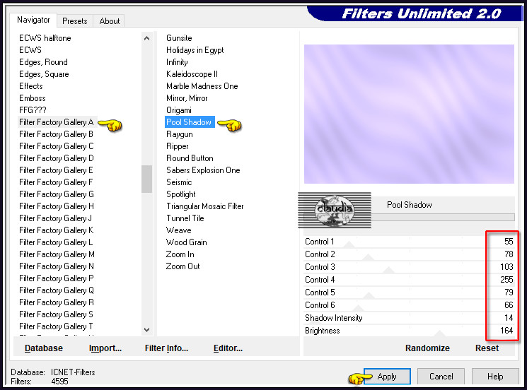 Effecten - Insteekfilters - <I.C.NET Software> - Filters Unlimited 2.0 - Filter Factory Gallery A - Pool Shadow