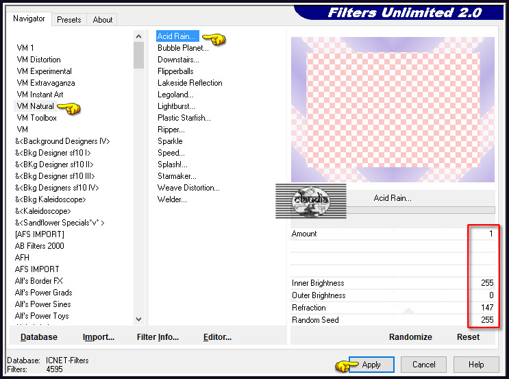 Effecten - Insteekfilters - <I.C.NET Software> - Filters Unlimited 2.0 - VM Natural - Acid Rain