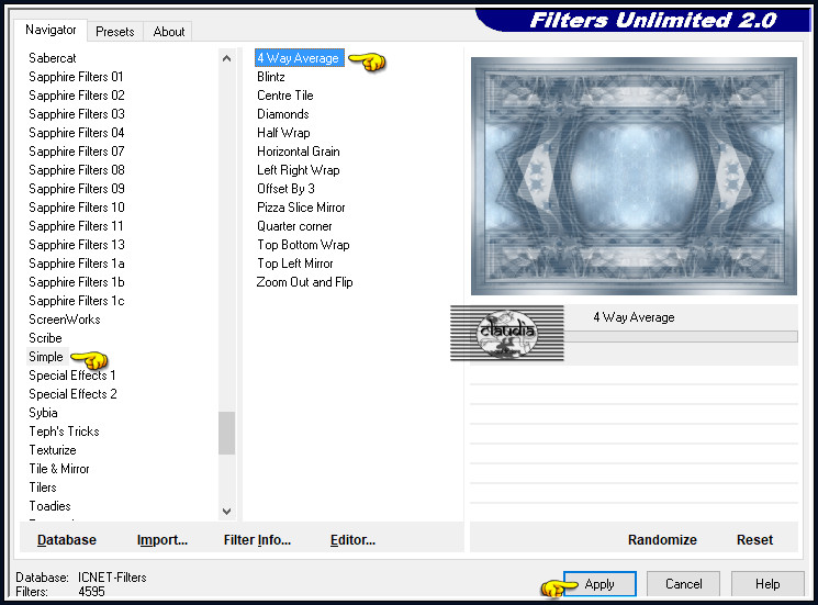 Effecten - Insteekfilters - <I.C.NET Software> - Filters Unlimited 2.0 - Simple - 4 Way Average