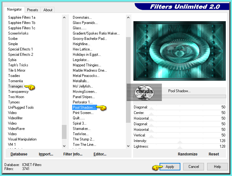 Effecten - Insteekfilters - <I.C.NET Software> - Filters Unlimited 2.0 - Tramages - Pool Shadow