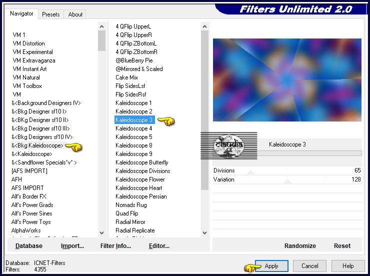 Effecten - Insteekfilters - <I.C.NET Software> - Filters Unlimited 2.0 - &<BKg Kaleidoscope> - Kaleidoscope 3