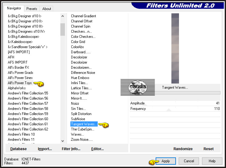 Effecten - Insteekfilters - <I.C.NET Software> - Filters Unlimited 2.0 - Alf's Power Toys - Tangent Waves