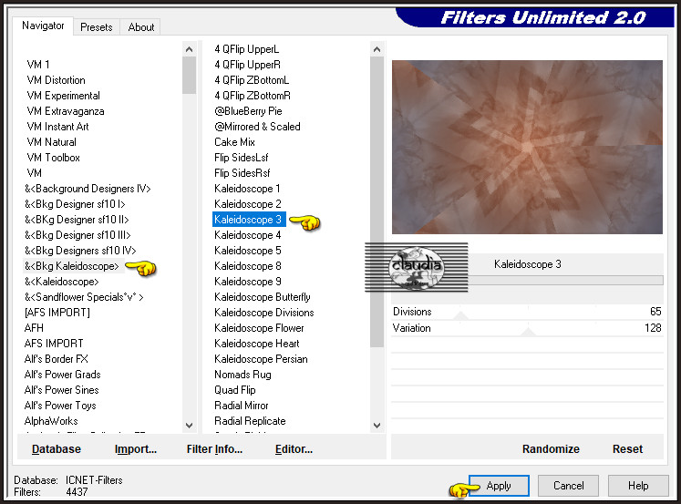 Effecten - Insteekfilters - <I.C.NET Software> - Filters Unlimited 2.0 - &<BKg Kaleidoscope> - Kaleidoscope 3