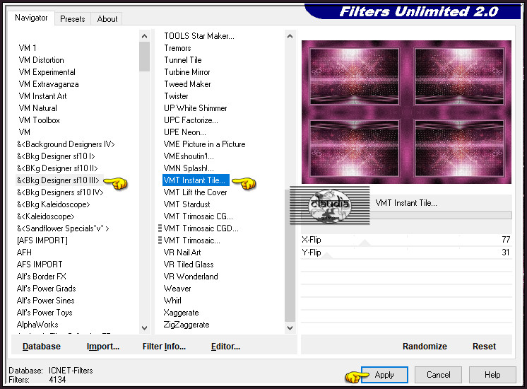 Effecten - Insteekfilters - <I.C.NET Software> - Filters Unlimited 2.0 - &<Bkg Designer sf10 III> VMT Instant Tile