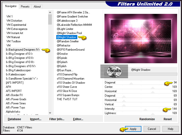 Effecten - Insteekfilters - <I.C.NET Software> - Filters Unlimited 2.0 - &<Background Designers IV> - @Night Shadow