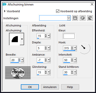 Effecten - 3D-Effecten - Afschuining binnen 