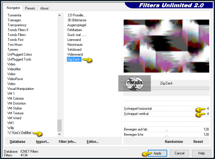 Effecten - Insteekfilters - <I.C.NET Software> - Filters Unlimited 2.0 - °v° Kiwi's Oelfilter - ZigZack