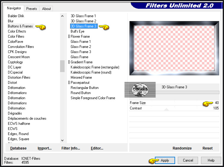 Effecten - Insteekfilters - <I.C.NET Software> - Filters Unlimited 2.0 - Buttons & Frames - 3D Glass Frame 3