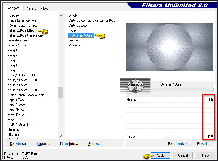 Effecten - Insteekfilters - <I.C.NET Software> - Filters Unlimited 2.0 - Italian Editors Effect - Picture in Picture