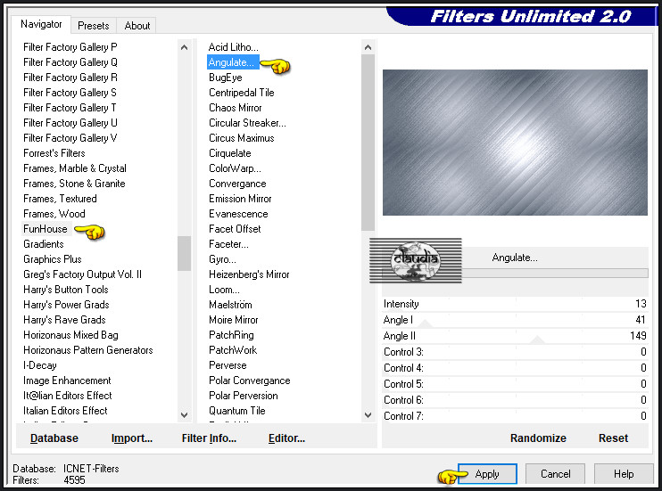 Effecten - Insteekfilters - <I.C.NET Software> - Filters Unlimited 2.0 - FunHouse - Angulate