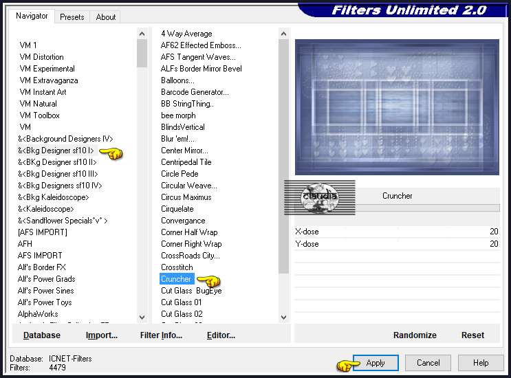 Effecten - Insteekfilters - <I.C.NET Software> - Filters Unlimited 2.0 - &<Bkg Designer sf10 I> - Cruncher