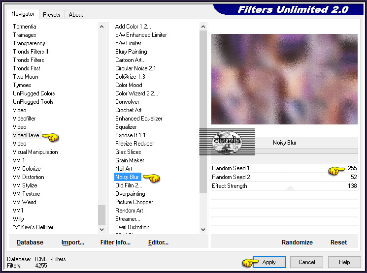 Effecten - Insteekfilters - <I.C.NET Software> - Filters Unlimited 2.0 - VideoRave - Noisy Blur