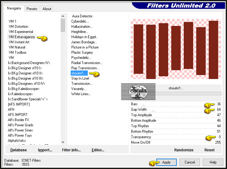 Effecten - Insteekfilters - <I.C.NET Software> - Filters Unlimited 2.0 - VM Extravaganza - Shouting!