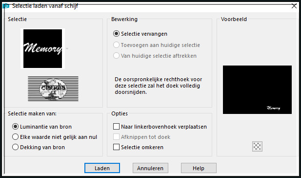 Selecties - Selectie laden/opslaan - Selectie laden vanaf schijf : Sel3_Memory_animabelle