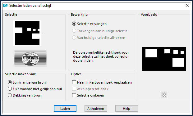 Selecties - Selectie laden/opslaan - Selectie laden vanaf schijf : Sel1_Naya_Animabelle