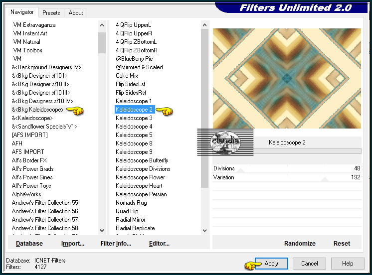 Effecten - Insteekfilters - <I.C.NET Software> - Filters Unlimited 2.0 - &<Bkg Kaleidoscope> - Kaleidoscope 2