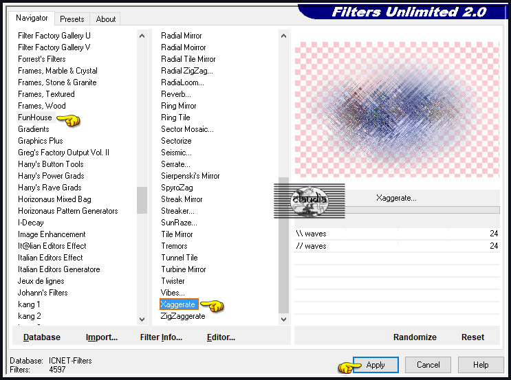 Effecten - Insteekfilters - <I.C.NET Software> - Filters Unlimited 2.0 - FunHouse - Xaggerate